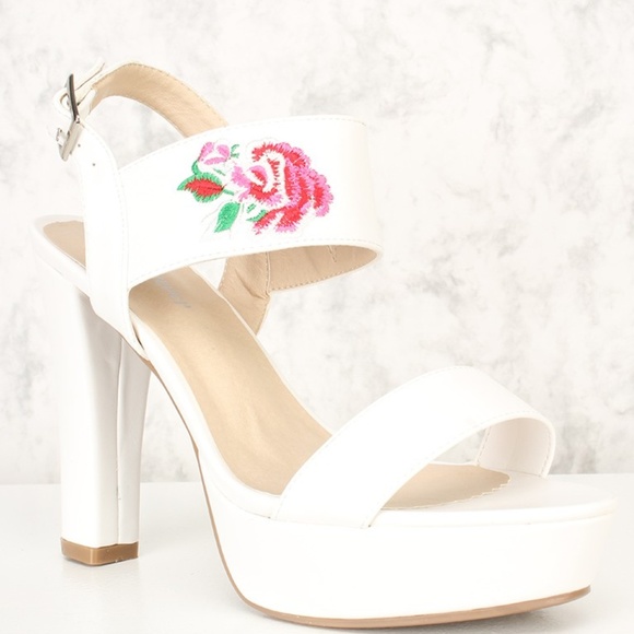 Embroidered Chunky Heels - Picture 2 of 8